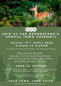 Annual Town Assembly Friday 10th April 2026 630pm to 9pm