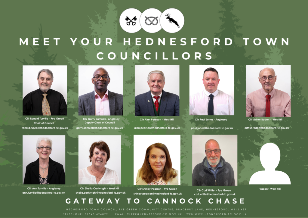 photos of current 9 Hednesford town council councillors