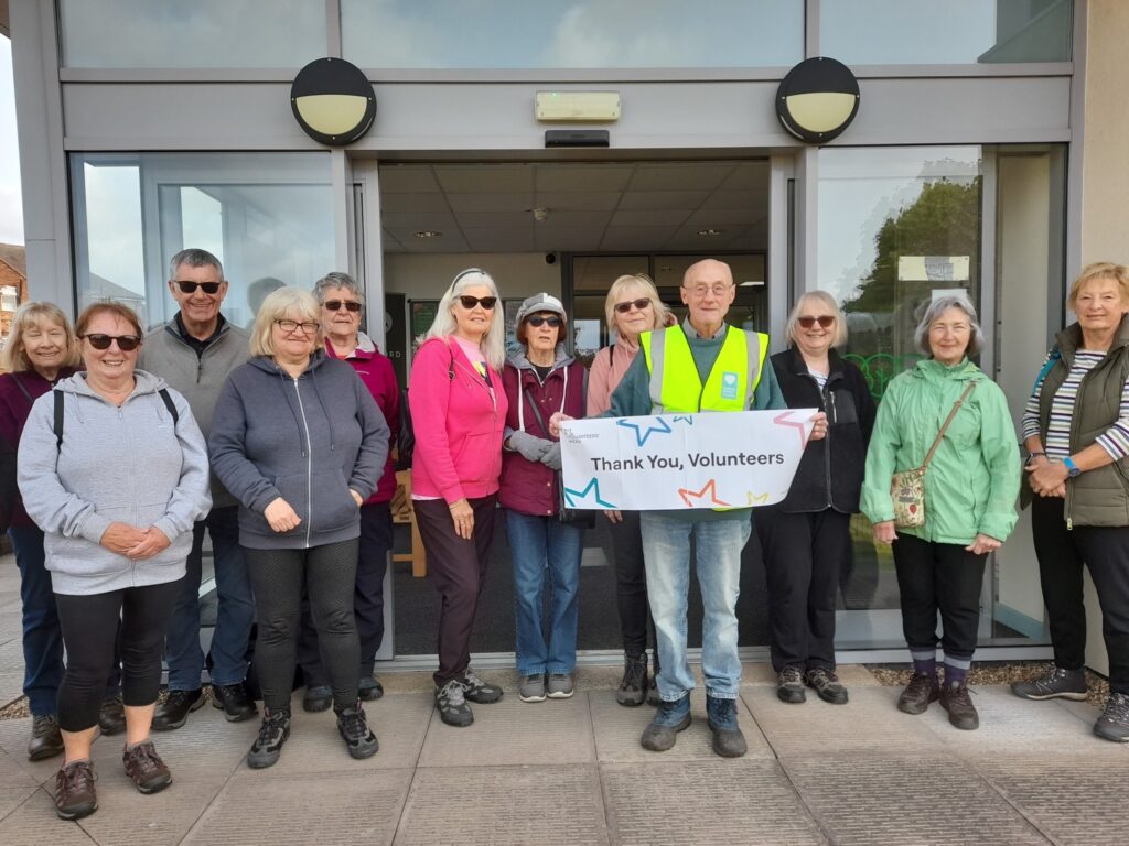 Volunteers outside the community centre