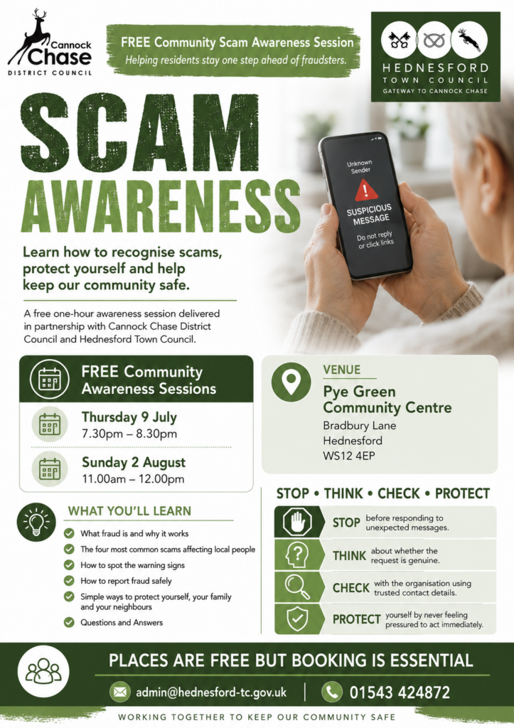 scam awareness training 9th July and 2 August 2026